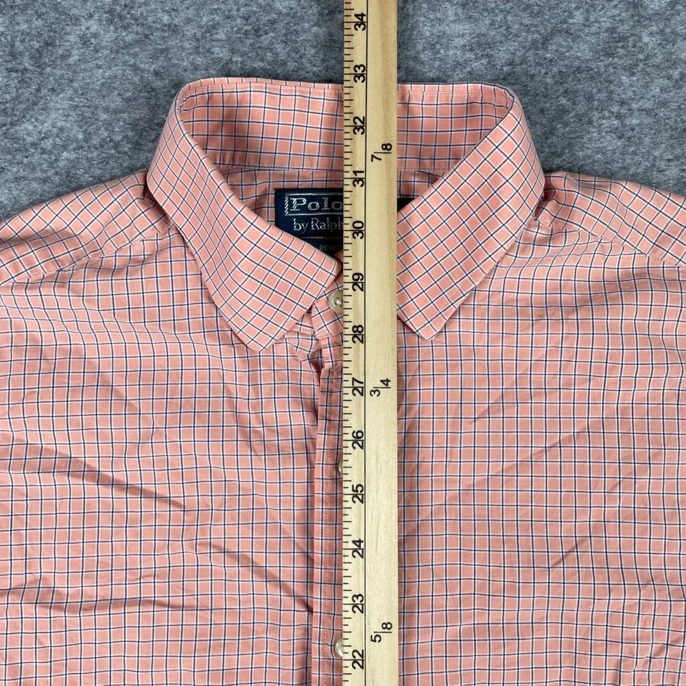 Polo Ralph Lauren Button Down Mens 18 34/35 Orange Regent Classic Fit Check 90s